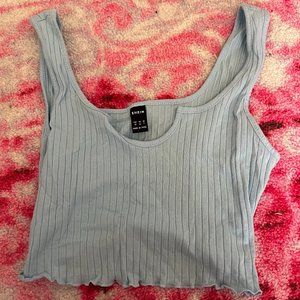 Light Blue Ribbed Tank Top w/ Notch Cut Out